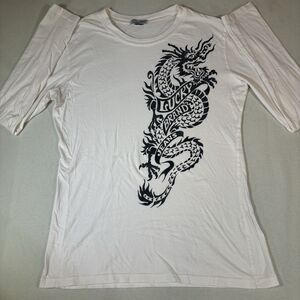 Vintage Y2K Lucky Brand Long Sleeve T Shirt Women’s Medium Asian Dragon Tee